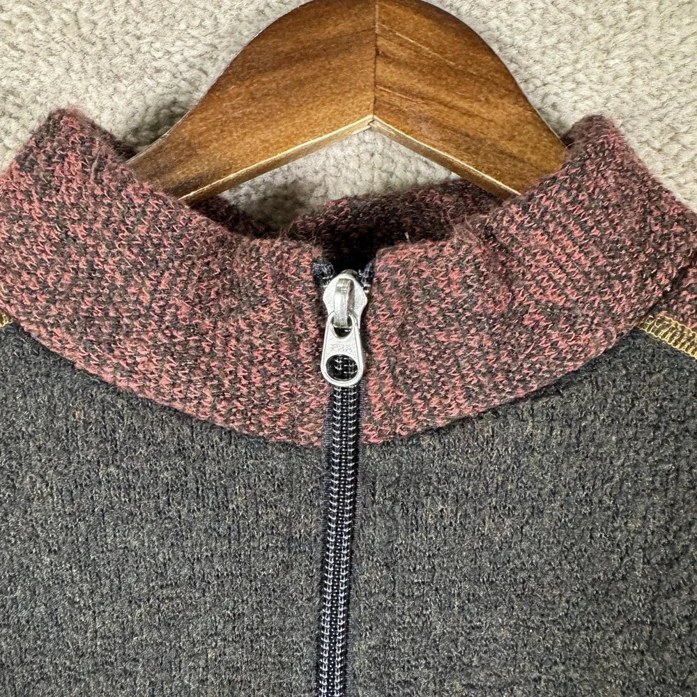 Kuhl Alfpaca Fleece Pullover Mens Large Gray Red‎ 1/4 Zip Hiking Sweater